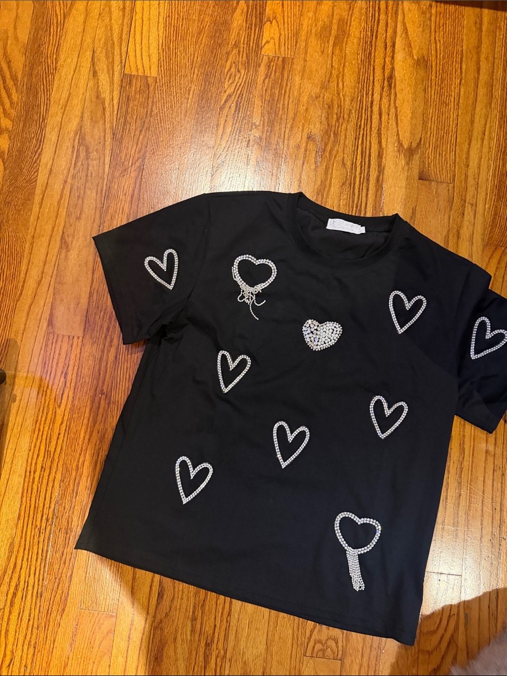 Black Heart Rhinestone T-Shirt